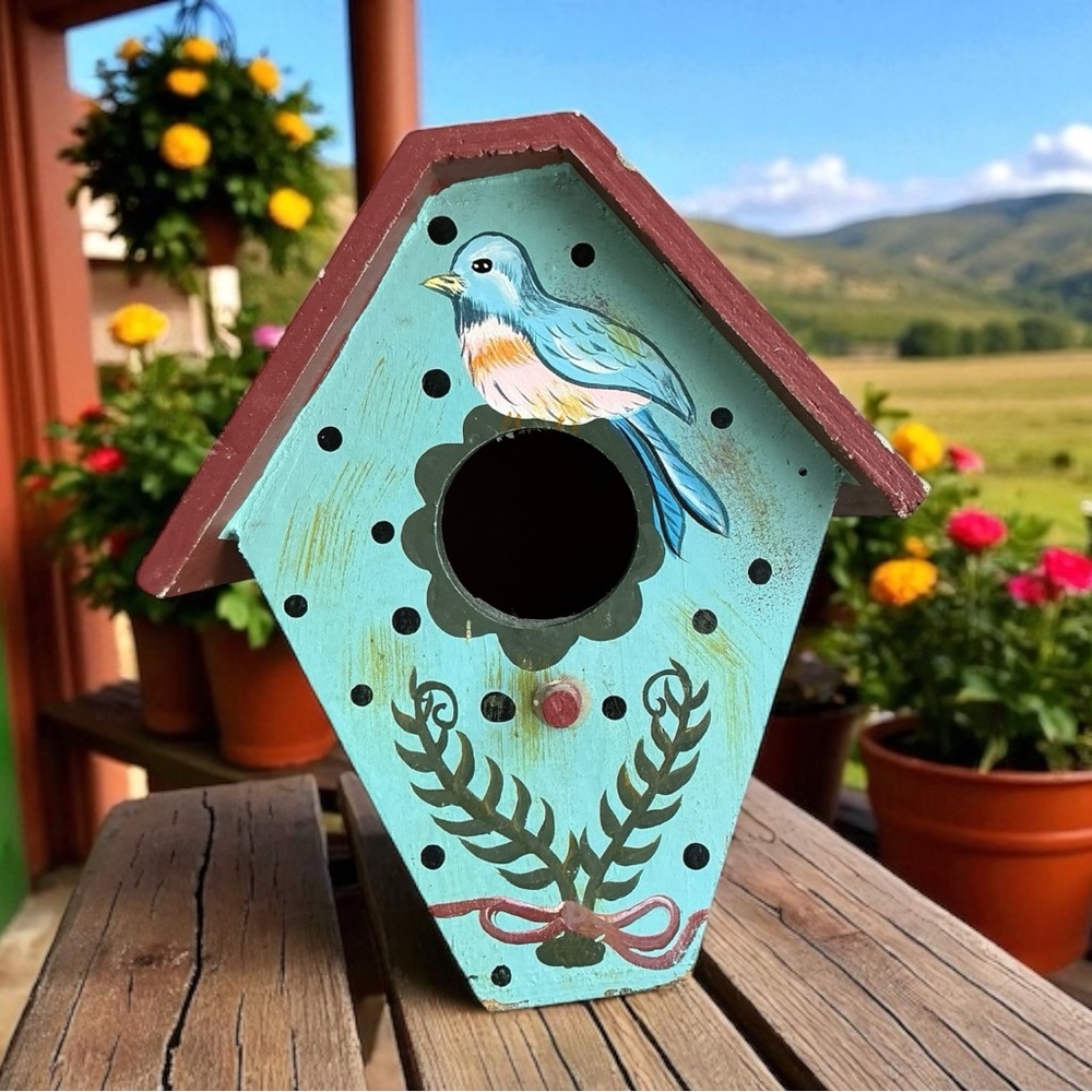 Vintage Tracy Porter 1997 Wooden Birdhouse Decor Cottage Farmhouse